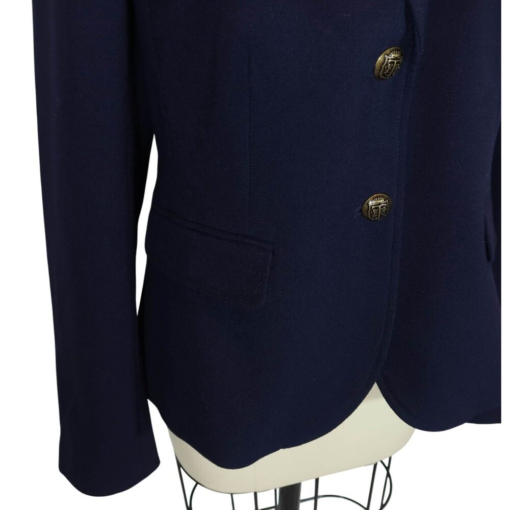 TALBOTS Navy Blue Ponte Knit Ornate Button Blazer Size 8 Nautical Preppy Office - Picture 5 of 9